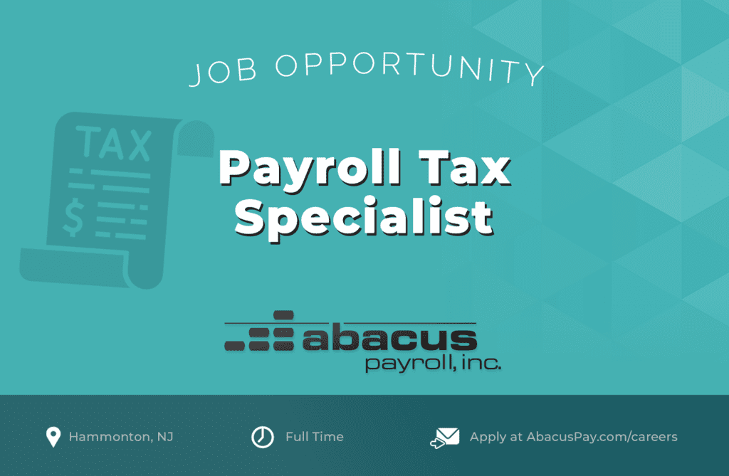 payroll tax specialist full time position hammonton new jersey